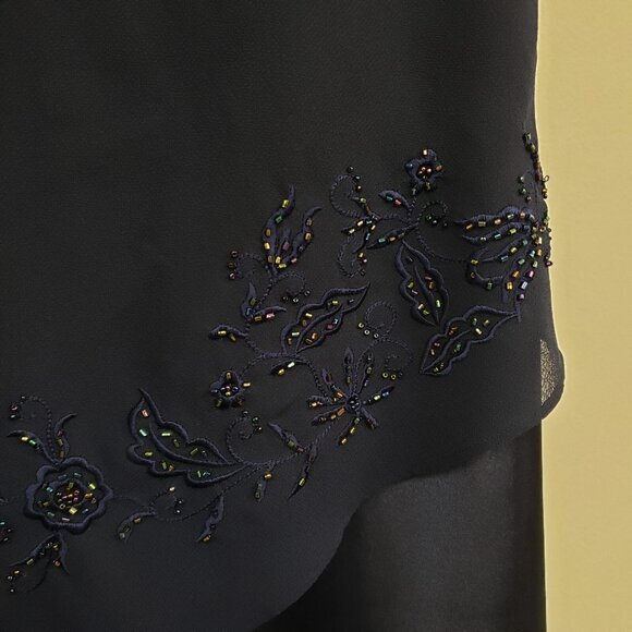 Coldwater‎ Creek Womens Beaded Fairy Midi Skirt Size 16 Petite Blue Sheer Church - Picture 2 of 10